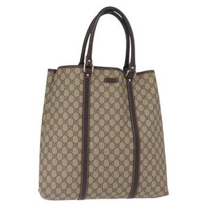 GUCCI GG Supreme Tote Bag PVC Beige Gold